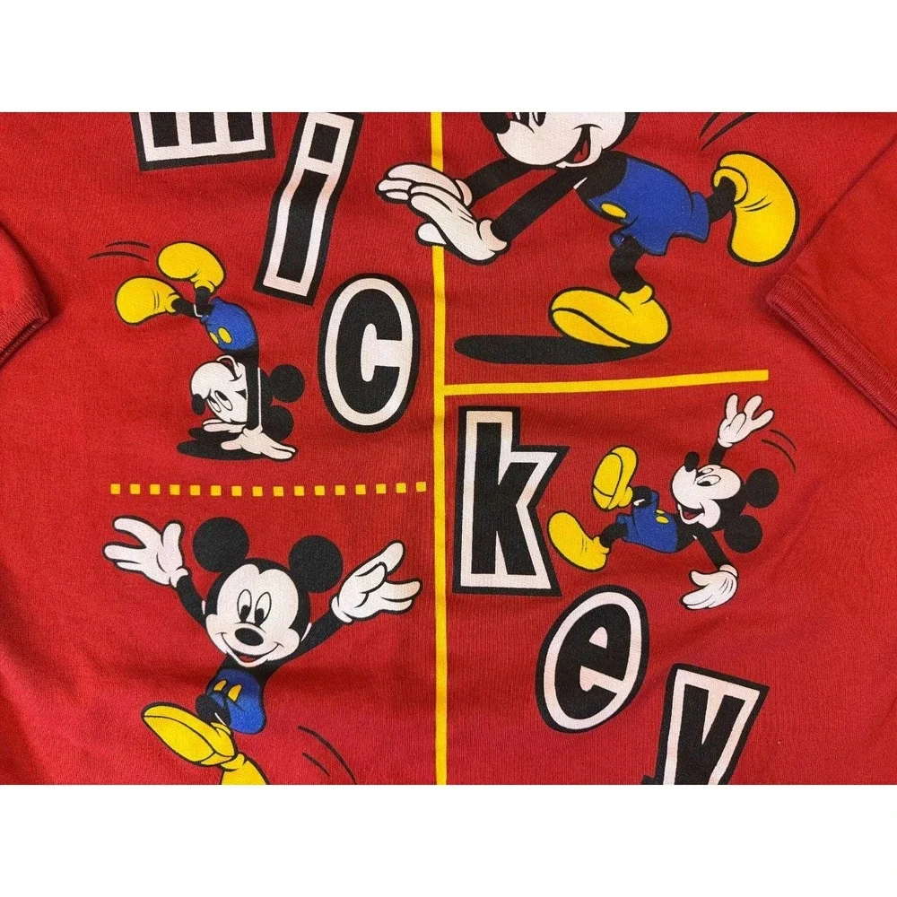 Vintage Mickey Unlimited 2X Red Graphic Oversized Sweater Long Sleeved Shirt Y2K